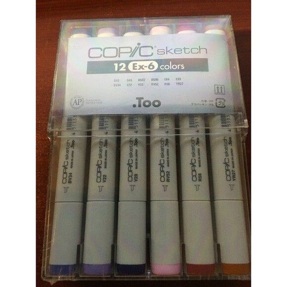Copic Markers 12-Piece Sketch EX-6 Colors Set Graphic Art Marker Authentic - Picture 1 of 4